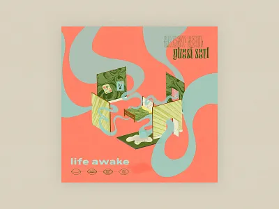 Ghost Soul - Life Awake single cover album album art alternative bedroom groovy illustration indie motion graphics music procreate single spotify trippy