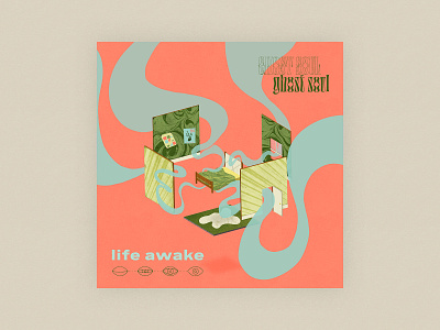 Ghost Soul - Life Awake single cover album album art alternative bedroom groovy illustration indie motion graphics music procreate single spotify trippy