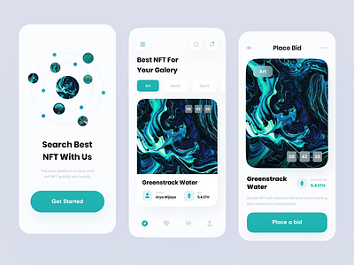 NFT Mobile App app art app artwork auction auction app clean cryptocurrency eth etherium mobile app nft nft app nft crypto nft mobile app token trade ui ux