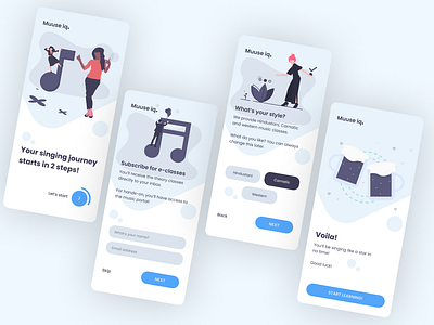 DailyUI 023 Onboarding screens android app branding dailyui dailyuichallenge design illustration inspiration ios iphone logo mobile music onboarding singing top top rated ui ux vector