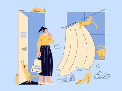 Leaving your Pets Home Alone... animals cats chaos character crash flat girl mess up pets