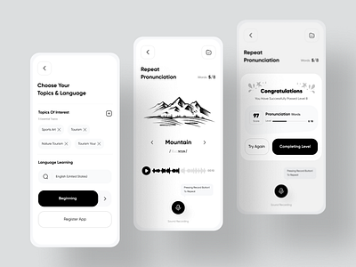 Language Learning App app design app clean daily ui design designer educational english graphic design interface ios language language app language learning learning app lessons minimal minimalism mobile design mobile ui ux