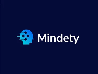 Mindety - Human Head Logo Design data head human logo minimal modern simple tech technology