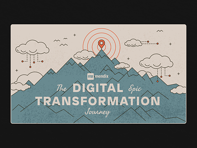 The Digital Transformation Mountain campfire camping climb digital digital transformation frames goal goat hike illustration journey low code lowcode map mendix mountain muted teamwork texture typography