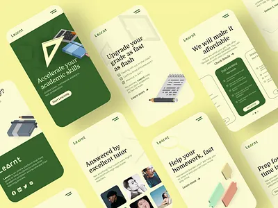 Learnt - Student Tutor Service Mobile Landing Page design landing page mobile app mobile web online tutor school app school website tutor website user interface web design