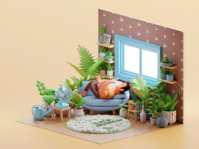 Tiny Plant Room 3d animation blender concept game illustration isometric nft render ui