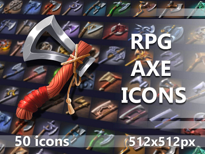 RPG Axe Icons 2d axe fantasy game assets gamedev icon icons indie game indiedev rpg weapon