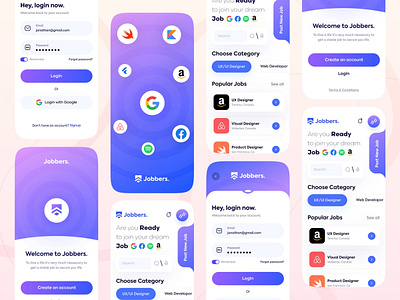 Online Job Finder Mobile Application UI app design app interaction design job portal job search mobile application online job search ui ui design ux ux design
