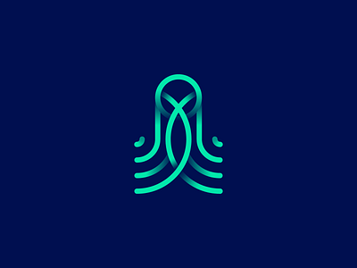 Octopus animal blue branding design fish gedas meskunas glogo hide icon illustration ink kraken logo ocean octo octohide octopus sea squid vector