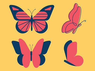 Butterflies branding butterflies butterfly design flat geometric icon illustration insect insects logo monoline vector wing wings