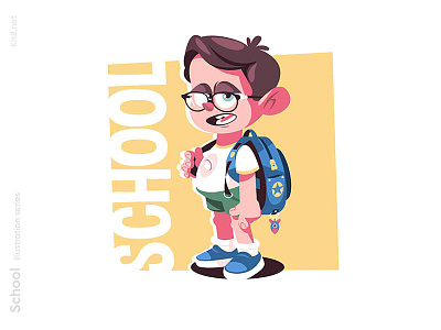 Nerd boy illustration character education flat guy illustration kit8 learning man schoolboy vector