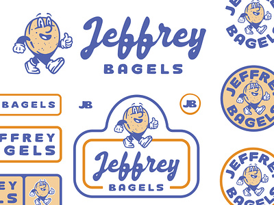 Jeffrey Bagels bagel baking branding character design identity illustration logo logo mark memphis