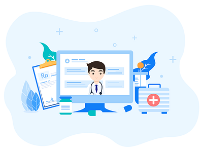 Internet Hospital banner design illustration ui