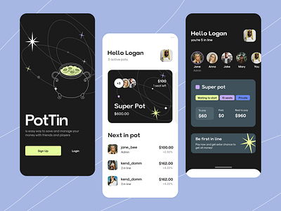 Pot Tin app application bank branding design illustration mobile money ui ux vector