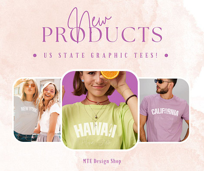 US State Graphic Tees for Sale!! design graphic design graphic tee logo product design t shirt design travel merch typography us states vector