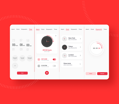 Mobile Clock App Ui Design 3d