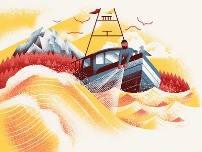 Pasta Casalinga - From the Ocean daniele simonelli dsgn fishing illustration ocean sea ship texture vector waves