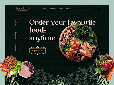 Food Delivery Landing Page (Restaurant Web) 3d animation branding burger design food graphic design landing page restaurant saad typography ui ui designer ux visual web website website design