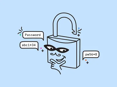 Keep those passwords strong 💪 bandit design flat illustration line lock lock and key opensource passwords secure sneaky vector