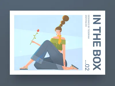 In The Box 2- Girl With Rose box design geometric girl illustration photoshop rest rose sit tesorina triangle 马阿柴