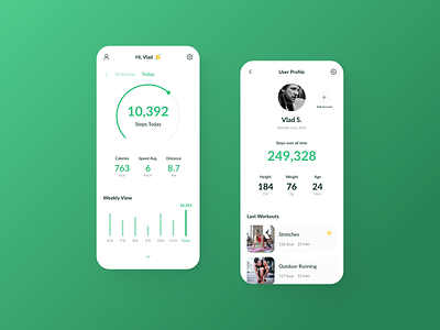 Fitness App Concept app design fitness flat green mobile typography ui ux
