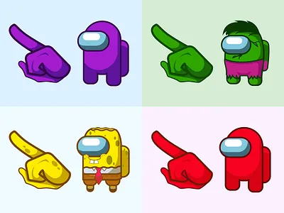Cute Cursors (Among Us) amongus cursor customcursor cutecursor hulk illustraion marvel spongebob