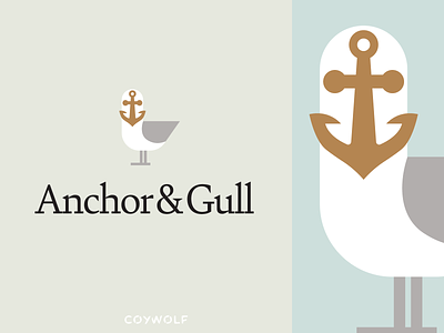 Anchor and Gull anchor bird birds boat coastal gull logo logo design ocean sand sea seagull water yacht