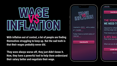 Wage vs Inflation Calculator branding design home page landing page logo mockup product design ui uiux website