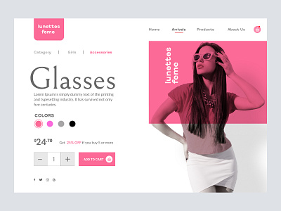 Lunettes Feme branddesign brandidentity branding cleanui designideas designideasinspiration glasses landingpagedeisgn landingpagedesigninspirations product productdesigner productuidesign uiux design webdesign webheaderdesign womanglasses womanglassesui womanproductsui womanspecsui