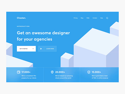 Chasten - Landing Page Web Animation 3d agency website animation blue clean elegant homepage inspiration interaction landing page minimal minimalist motion graphics portfolio simple trend web web design website