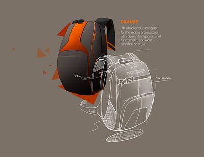 Laptop Bag backpack bag branding clean concept design illustration orange potoshop product product design sketch sketchbook