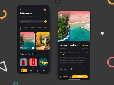 Travel Application adobeillustrator branding colours design of the day holiday uidesigner uiuxdesign