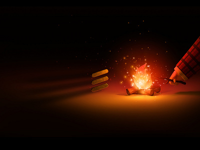 Stoking The Flames 3d 3dart 3dillustration 3drender c4d campfire cinema4d design fire flame hand illustration redshift