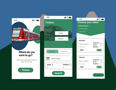 Train ticket mobile App app design ui