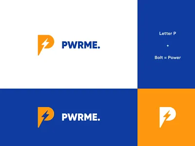 PowerMe Logo Idea #1 abstract bolt brand identity letter letters logo logo design modern power power logo thunder thunderbolt