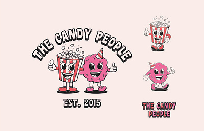 The Candy People branding candy candy floss cartoon cartoon character character fast food food truck illustration logo popcorn retro vintage