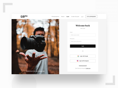 Login page - #DailyUI camera design login login page photography ui ui ux design ux web web design