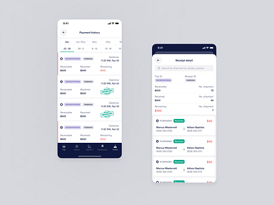 Driver App - Payment History delivery driver driver app figma logistic payment shipper shipper app shipping ui ux