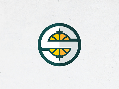 Sonics basketball design green illustrator logo logo redesign logo refresh nba s seattle seattle sonics sonics space needle sports supersonics wnba yellow