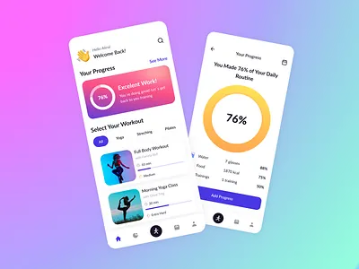 Fitness App activity app clean design figma fitness fitnessapp gym healthapp healthy mobile personaltrainer sport trainer ui uiux ux workout