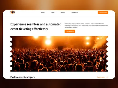 Landing Page Design for Event Ticketing Platform atendee management automation concerts e commerce easy navigation event category events festivals landing page light background modern online tickets sales website seamless user experience ticket sales ui user interface ux design uxui website