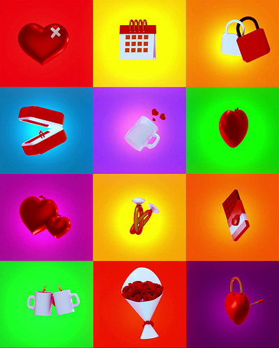 Valentine's day love 3d icons 3d visual effects 3dicons