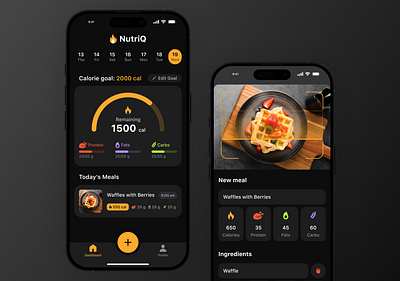 Calorie Tracking Mobile App UX/UI ai animation app design calendar calorie counting calories counting dashboard graph health healthcare healthcare mobile app interface ios mobile app motion mvp trend ui ux