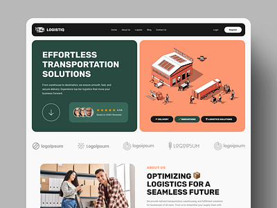 Logistiq - Logistics Landing Page cargo design faimadesigns homepage landing page logistics logistics exploration logistics landing page logistics website product services transportation services ui ux web web design website