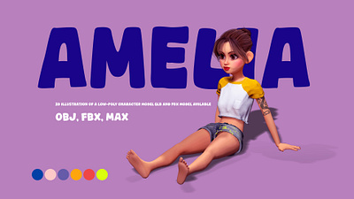 Amelia 3d illustration character models 3d visual effects visual effects