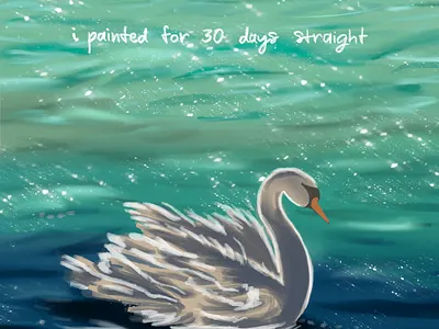 SWAN - digital painting, digital painting illustration pleinairpril swan