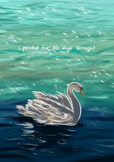 SWAN - digital painting, digital painting illustration pleinairpril swan