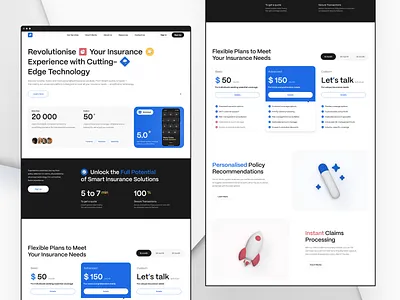 SaaS landing Page UI ✸ InsurTech Platfrom 3d bento clean corporate features hero heroscreen icons landing page minimalist platform pricing product reviews ui website