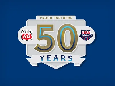 Phillips 66+USA Swimming 50th Anniversary Logo - Unused branding club sports design energy federation gasoline identity league logo nonprofit olympics partnerships petroleum racing sponsor sports swimming team sports youth sports