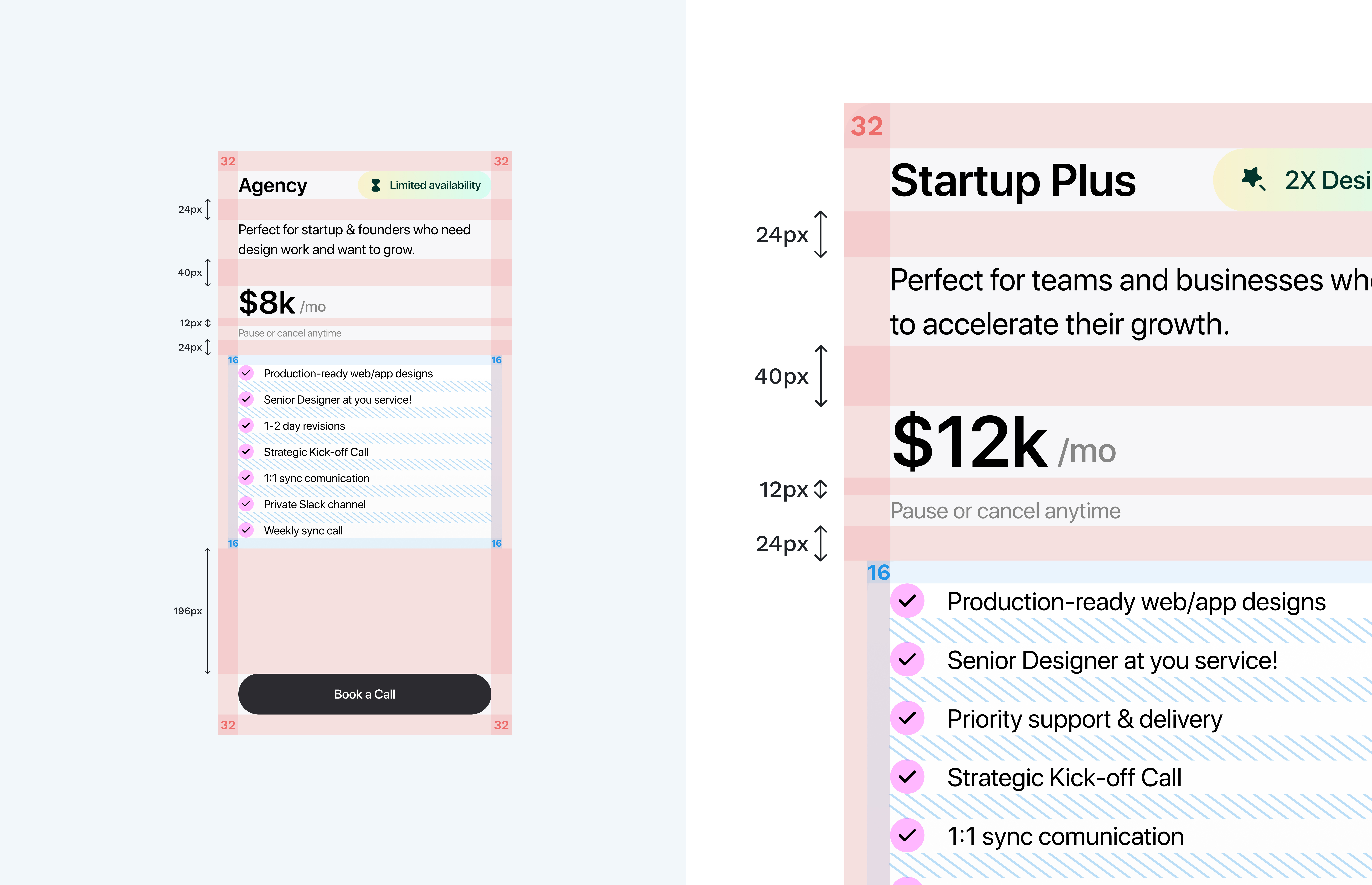 Spacing System designer portfolio grid system minimal pricing pricing page pricing section spacing system ui ux